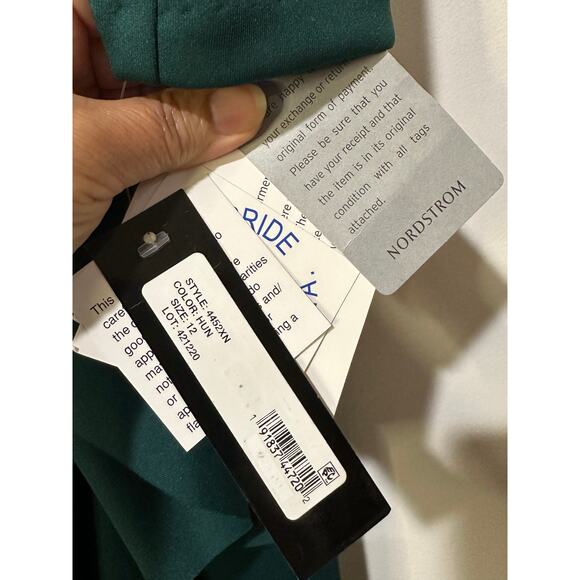 Xscape Evening Lexi Long Sleeve Scuba Ruched Side Dress Hunter Green Size 12 NWT - Picture 4 of 16